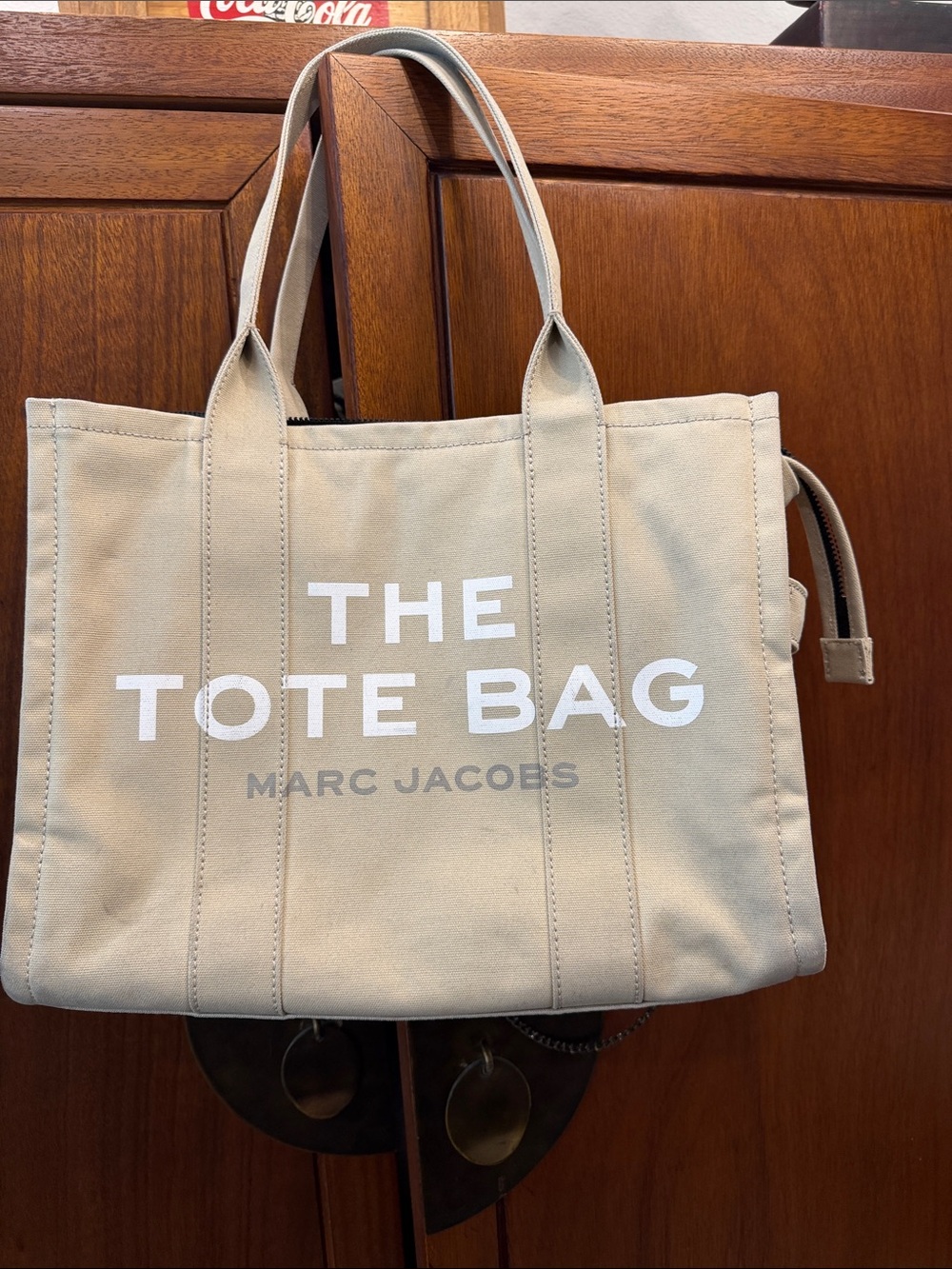 Marc Jacobs Canvas Tote Bag in Beige with White Logo